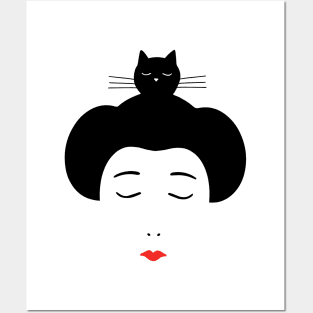 Geisha and Cat Posters and Art